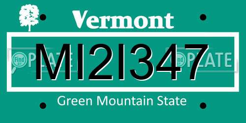MI2I347 Vermont License Plate