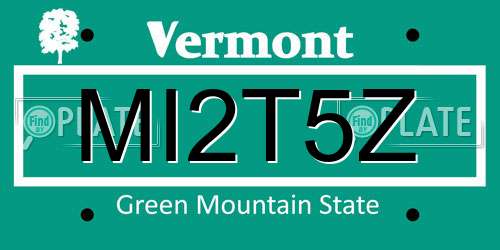 MI2T5Z Vermont License Plate