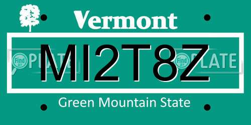 MI2T8Z Vermont License Plate