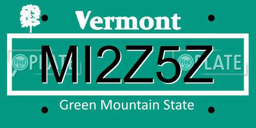 MI2Z5Z Vermont License Plate