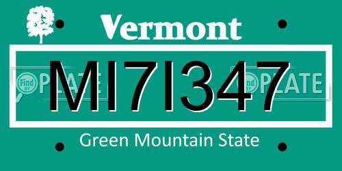 MI7I347 Vermont License Plate