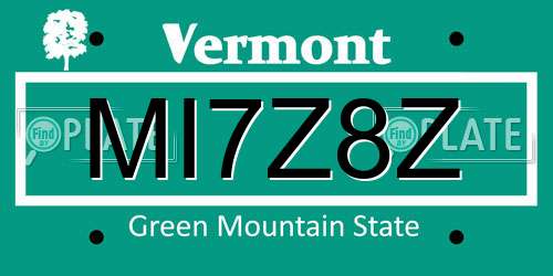 MI7Z8Z Vermont License Plate