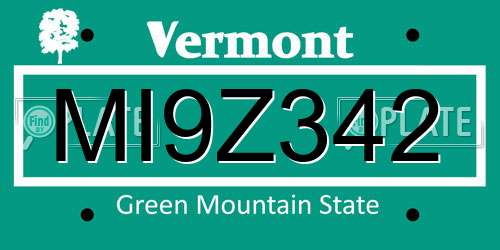 MI9Z342 Vermont License Plate
