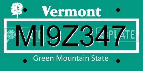 MI9Z347 Vermont License Plate