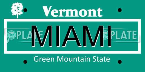 MIAMI Vermont License Plate