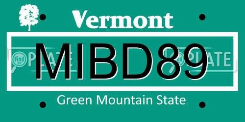 MIBD89 Vermont License Plate