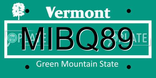 MIBQ89 Vermont License Plate