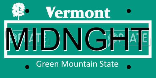 MIDNGHT Vermont License Plate