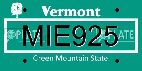 MIE925 Vermont License Plate
