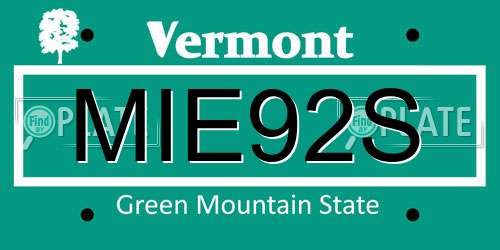 MIE92S Vermont License Plate