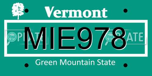 MIE978 Vermont License Plate