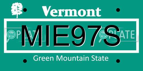 MIE97S Vermont License Plate
