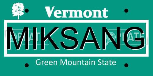 MIKSANG Vermont License Plate
