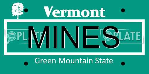 MINES Vermont License Plate