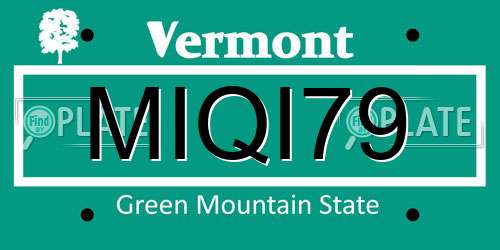 MIQI79 Vermont License Plate