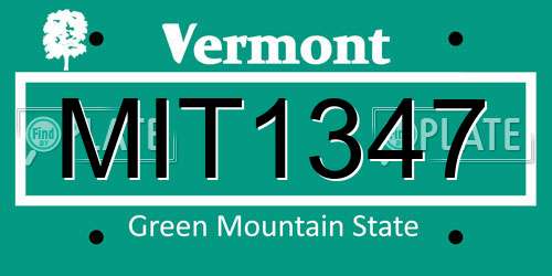 MIT1347 Vermont License Plate