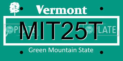 MIT25T Vermont License Plate