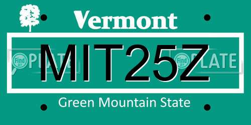 MIT25Z Vermont License Plate