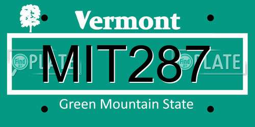 MIT287 Vermont License Plate