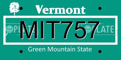 MIT757 Vermont License Plate