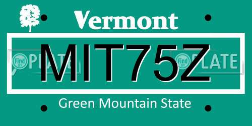 MIT75Z Vermont License Plate