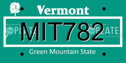 MIT782 Vermont License Plate