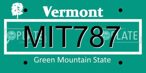 MIT787 Vermont License Plate