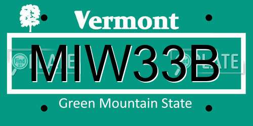 MIW33B Vermont License Plate
