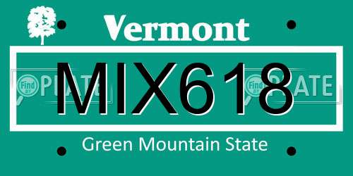 MIX618 Vermont License Plate