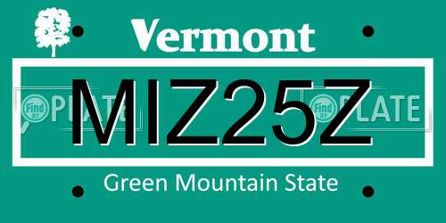 MIZ25Z Vermont License Plate