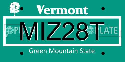 MIZ28T Vermont License Plate