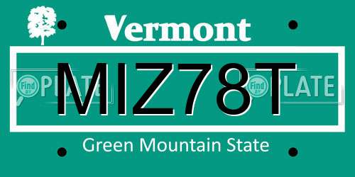 MIZ78T Vermont License Plate