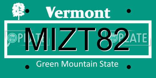 MIZT82 Vermont License Plate