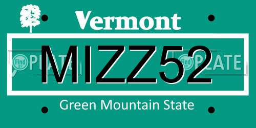 MIZZ52 Vermont License Plate