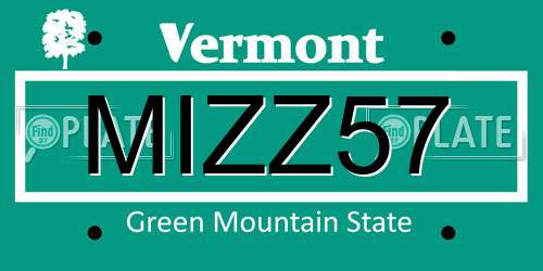 MIZZ57 Vermont License Plate