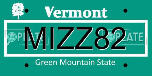 MIZZ82 Vermont License Plate