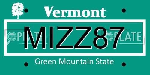 MIZZ87 Vermont License Plate