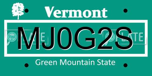 MJ0G2S Vermont License Plate
