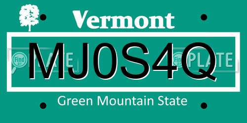 MJ0S4Q Vermont License Plate