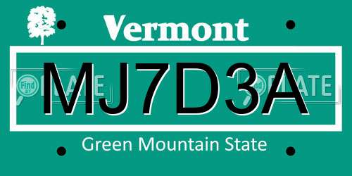 MJ7D3A Vermont License Plate
