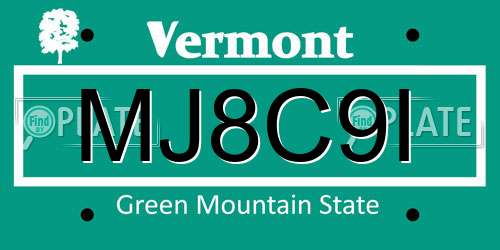 MJ8C9I Vermont License Plate