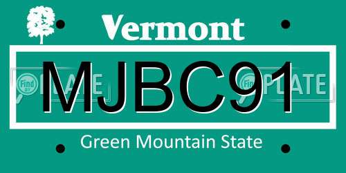 MJBC91 Vermont License Plate