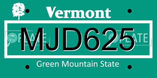 MJD625 Vermont License Plate