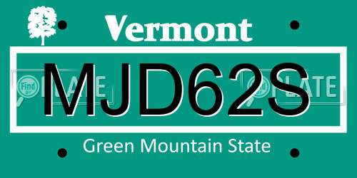 MJD62S Vermont License Plate