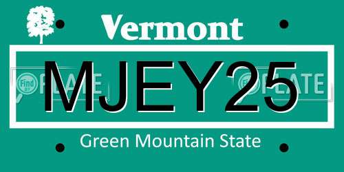MJEY25 Vermont License Plate