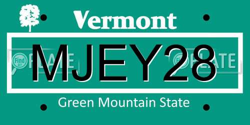 MJEY28 Vermont License Plate