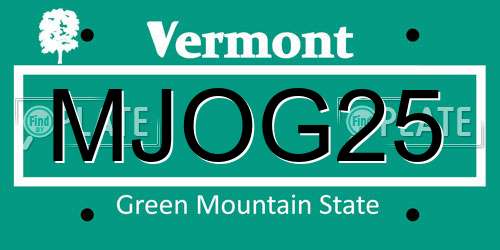 MJOG25 Vermont License Plate
