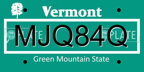 MJQ84Q Vermont License Plate