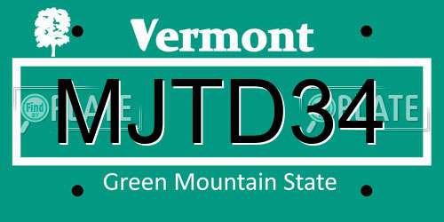 MJTD34 Vermont License Plate