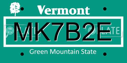 MK7B2E Vermont License Plate